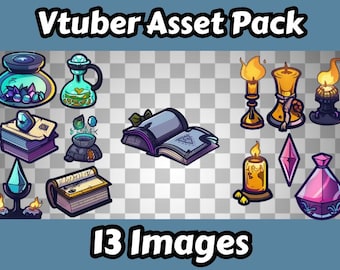 Fantasy Stream Props: Magic Bottles, Crystals, Candles (PNGTuber/VTuber Assets