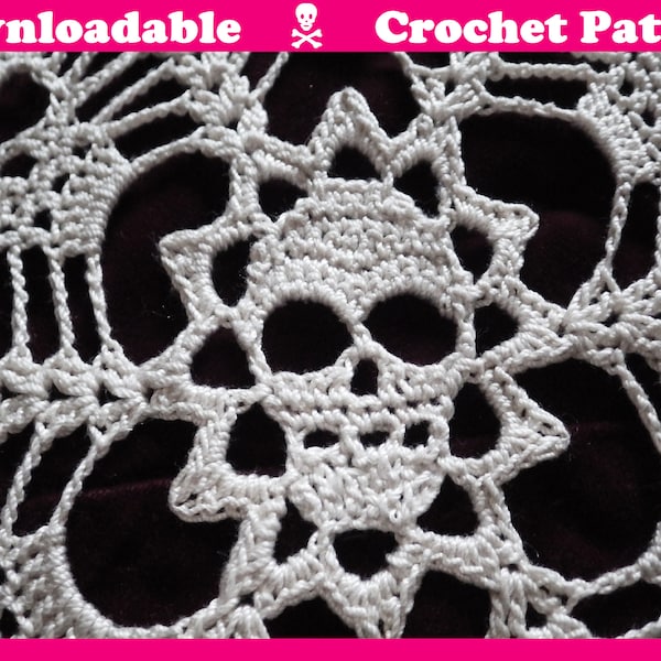 Skull Central Medallion Pattern Expansion for "Skulls & Crossbones" Doily Pattern ("Skulls and Crossbones" pattern not included)