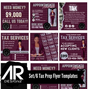 NEW! Set/6 Tax Prep DIY Social Media Flyers