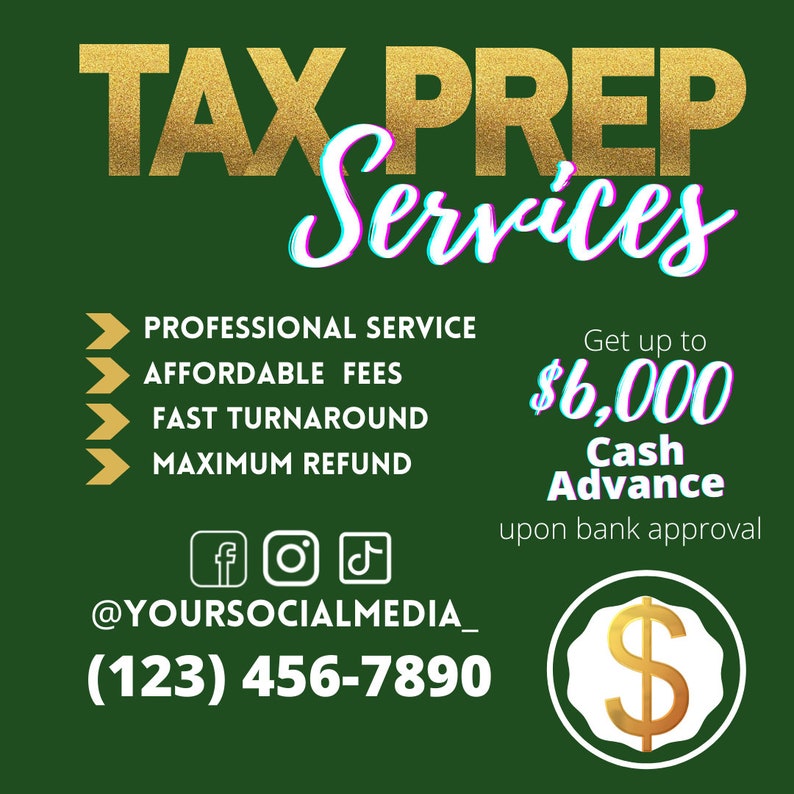 Set/16 Tax Prep DIY Social Media Flyers // Tax Preparer Template, Tax
