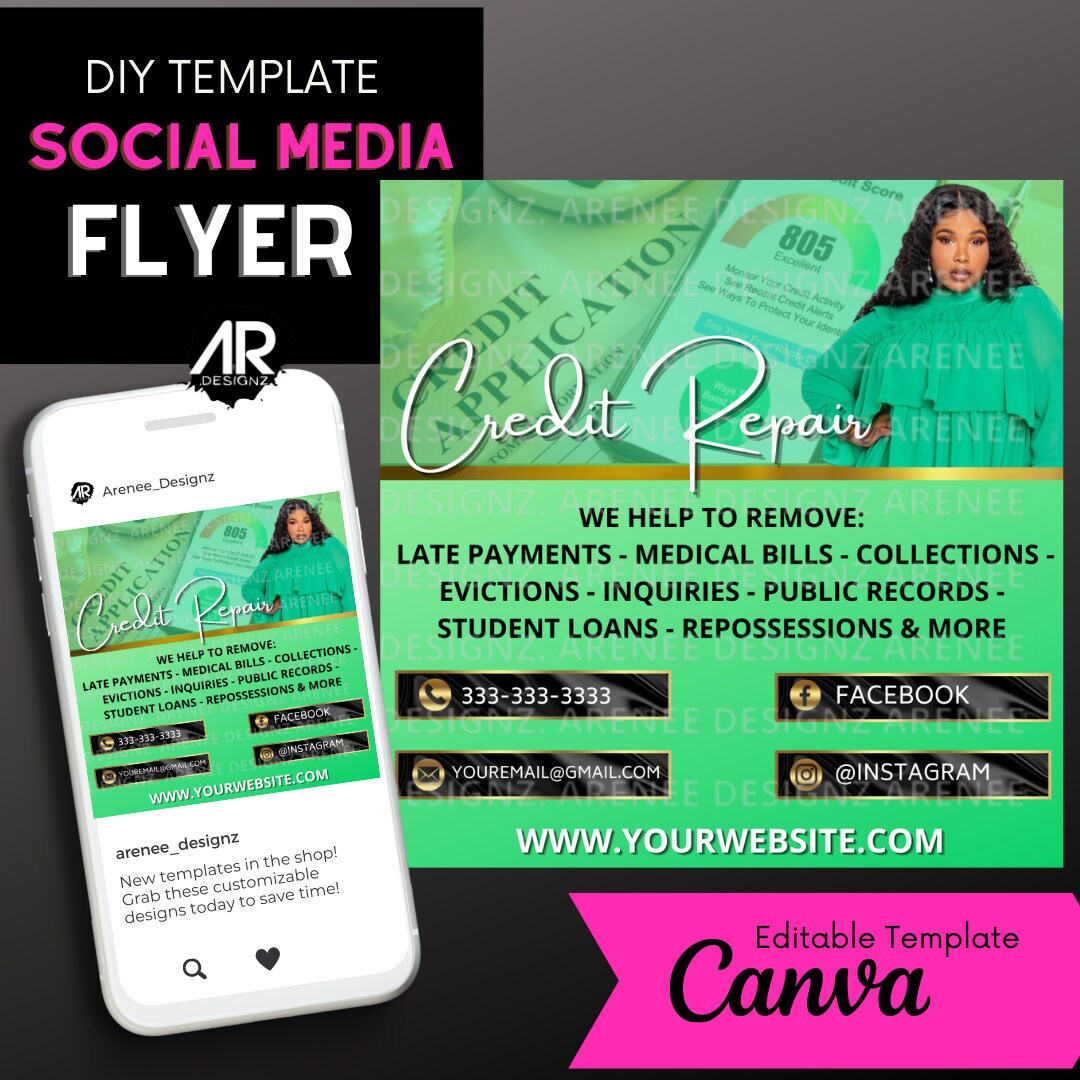 DIY Credit Repair Flyer Credit Restoration Templates Diy Social Media ...