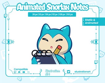 Animated Snorlax Notes Twitch Emote / Animated Snorlax Notes Discord Emote