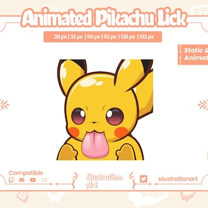 Animated Pikachu Lick Emote: Twitch, Kick, Discord, YouTube