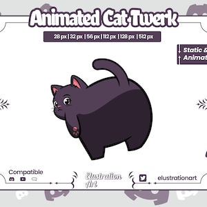 Geanimeerde zwarte kat Twerk-emote / Geanimeerde zwarte kat Twerk Discord-emote