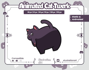 Animated Black Cat Twerk Emote: Twitch, Discord, Telegram (Digital Download)