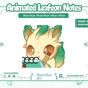 Animated Leafeon Notes Twitch Emote / Animated Leafeon Notes Discord Emote