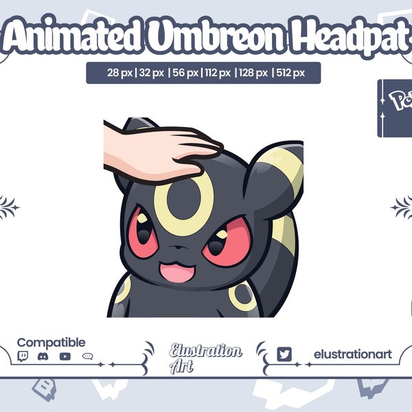 Animiertes Umbreon Pokemon Headpat Twitch Emote / Umbreon Pokemon Headpat Discord Emote