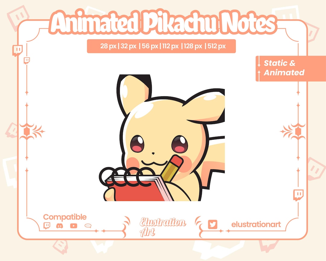 Animated Pikachu Notes Emotes for Twitch, Discord, Youtube, Telegram ...