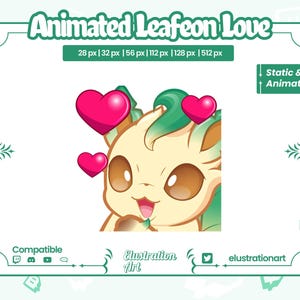 Animated Leafeon Love Twitch Emote / Animated Leafeon Love Discord Emote