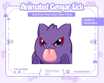 Gesto animado de Gengar lamiendo: Twitch, Kick, Discord, YouTube