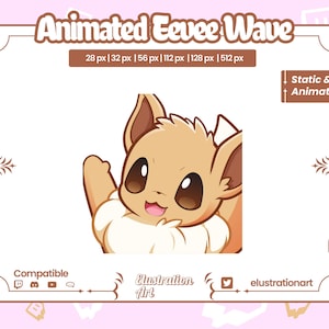 Animated Eevee Pokemon Wave Twitch Emote / Animated Eevee Pokemon Wave Discord Emote