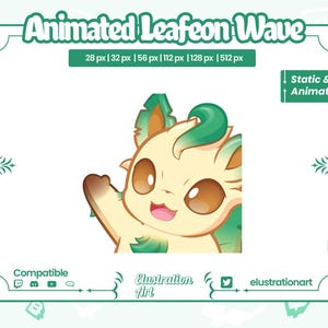Animated Leafeon Wave Twitch Emote / Animated Leafeon Wave Discord Emote