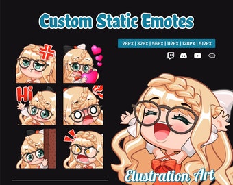 Custom Chibi Anime Twitch Emotes, Discord, Kick