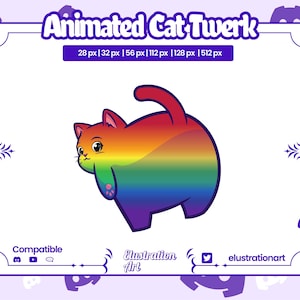 Geanimeerde regenboogkat Twerk-emote / Geanimeerde regenboogkat Twerk Discord-emote