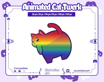 Animated Rainbow Cat Twerk Emote: Discord, YouTube (Digital Download)