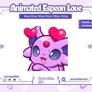 Animated Espeon Love Emote: Twitch/Discord/YouTube (Digital Download)