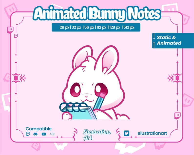 Animated Bunny Notes Emote: Twitch, Discord, Telegram (digital Download ...