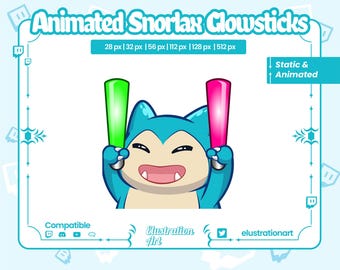 Emote animado de Snorlax Glowsticks para Twitch, Kick, Discord y YouTube