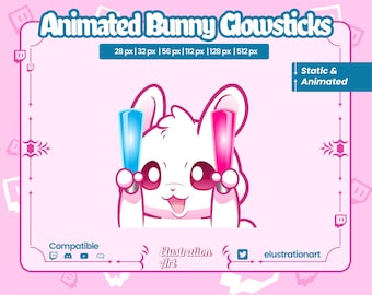 Animated Bunny Glowsticks Emote: Twitch, Discord, YouTube (Digital Download)