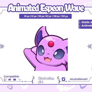 Animated Espeon Wave Emote: Twitch & Discord (Digital Download)