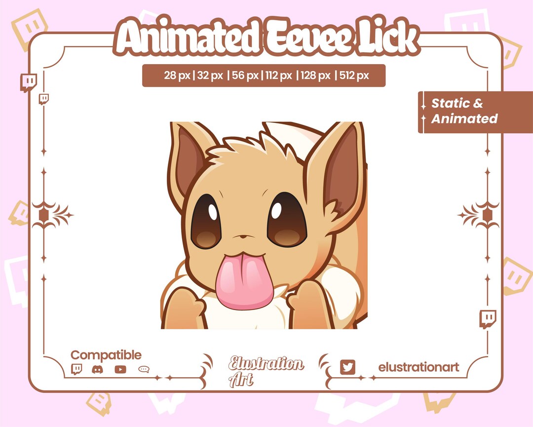 Animated Eevee Lick Emote: Twitch, Kick, Discord, Youtube - Etsy UK