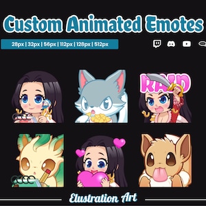 Custom Animated Chibi Emotes for Twitch Discord and Kick | Custom Animated Anime Emotes for Twitch Discord and Kick
