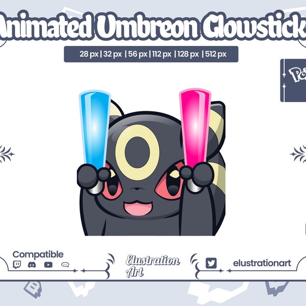 Umbreon Pokemon Glowsticks Twitch Emote / Umbreon Pokemon Glowsticks Discord Emote