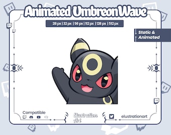 Animated Umbreon Wave Emote: Twitch/Discord/YouTube (Digital Download)