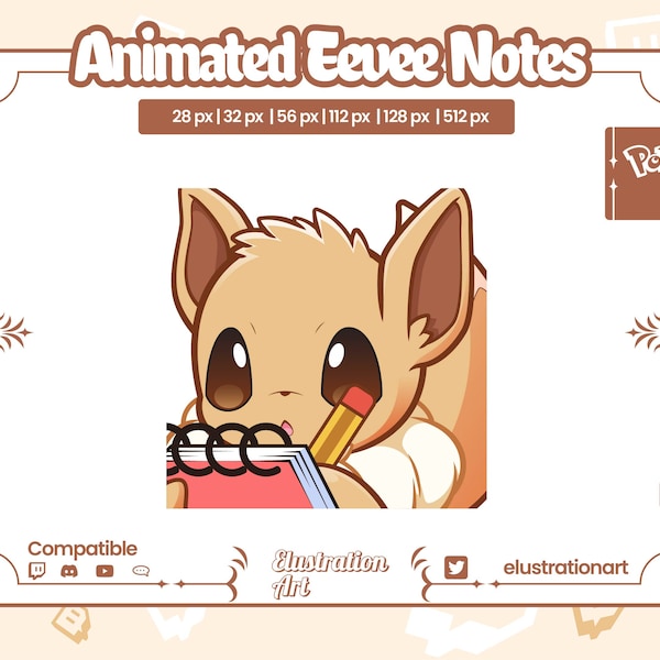 Evoli Pokemon Notes Twitch Emote / Evoli Pokemon Notes Discord Emote