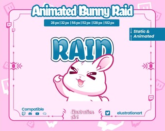 Animated Bunny Raid Emote: Twitch/Discord Rabbit (Digital Download)