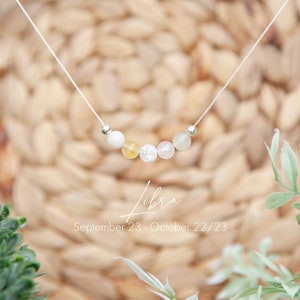 Libra Necklace, Astrology Necklace, Zodiac Necklace, Sterling Silver Libra Zodiac Birthstone Jewelry Gemstone Necklace, Libra Jewelry