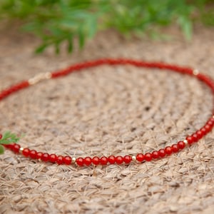 Carnelian Choker, Gemstone Necklace, Beaded Necklace, Carnelian Jewelry, Minimalist Necklace, Elegant Jewelry, Carnelian Necklace