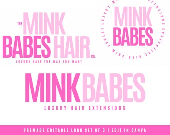 DIY Beauty logo, Pink logo design template, Hair logo, Lash logo, Luxury logo design, Premade logo design, Premade logo template