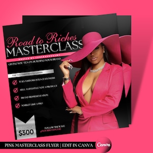 LUXURY Pink D.I.Y Masterclass flyer, Wig class flyer, Girl boss flyer, Lash class flyer, Hair flyer