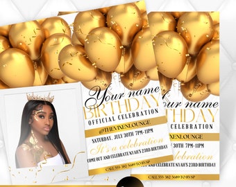 D.I.Y Gold Birthday flyer luxury flyer birthday celebration template
