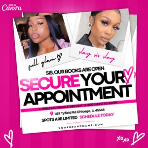 Appointments available, booking flyer, Editable flyer, Appointment flyer, Hair extension lash flyer