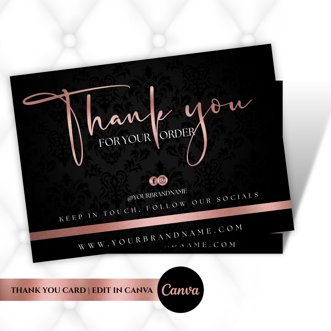 D.I.Y Thank You Card Rose Gold Flyer Rose Gold Thank You Etsy