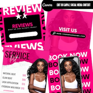 D.I.Y Social media flyer, Lash flyer, Book now flyer, Reviews flyer, Pricelsit flyer, Hair extension flyer, Instagram revamp