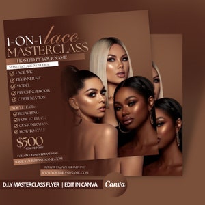D.I.Y Brown Masterclass flyer wig class Instagram template lash class flyer