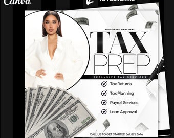 DIY Tax Season Flyer, Tax Prep, Instagram flyer, Self employed flyer, Tax Services, Tax Preparation template
