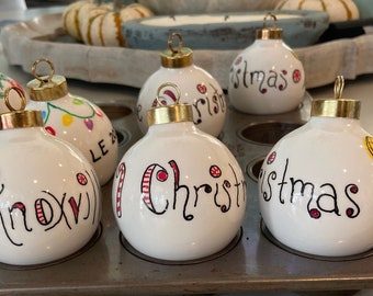 Custom Hand Painted Personalized Christmas Porcelain Ball Ornaments