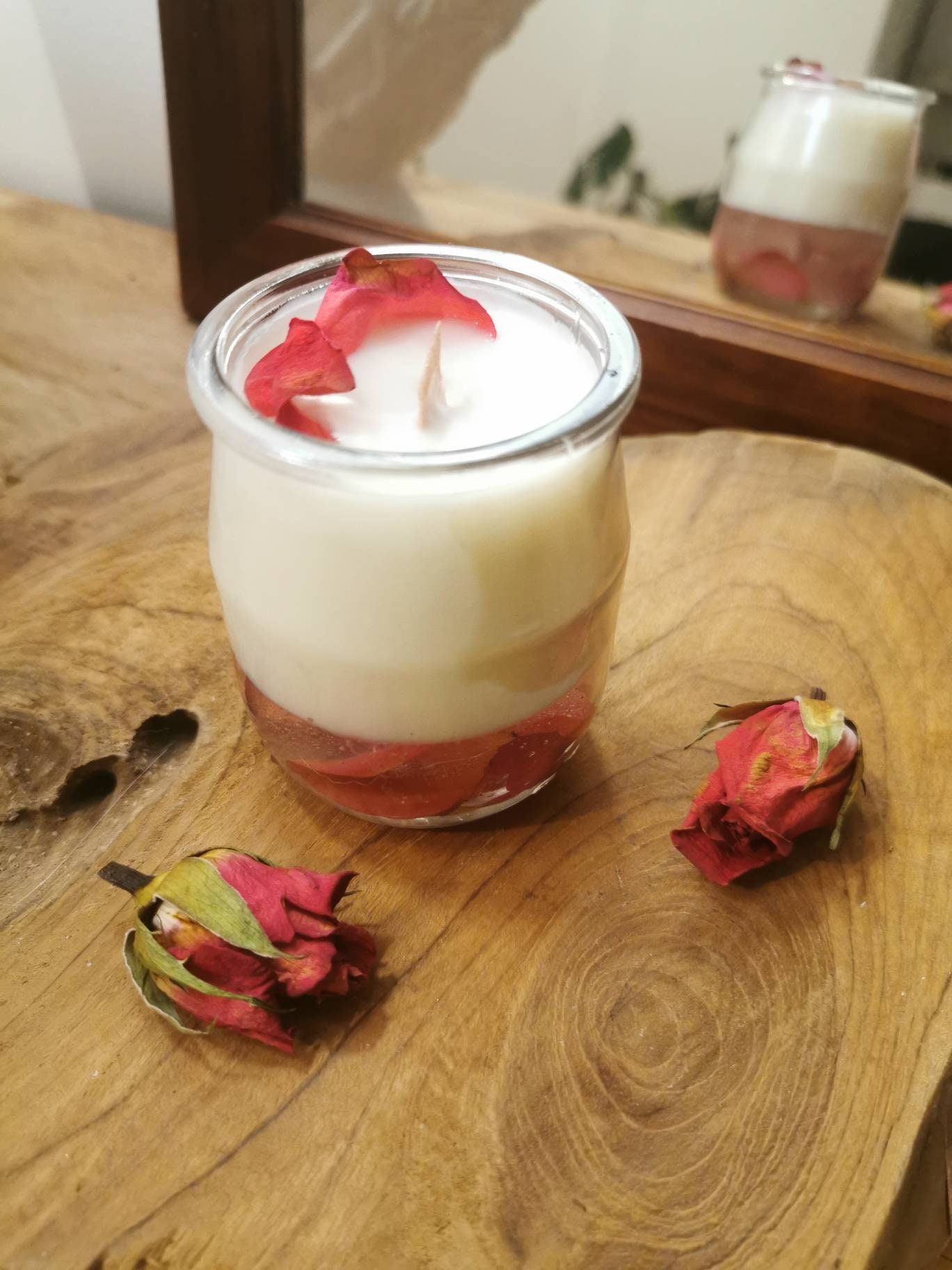 Bougie Artisanale Fleurs Séchées de Rose