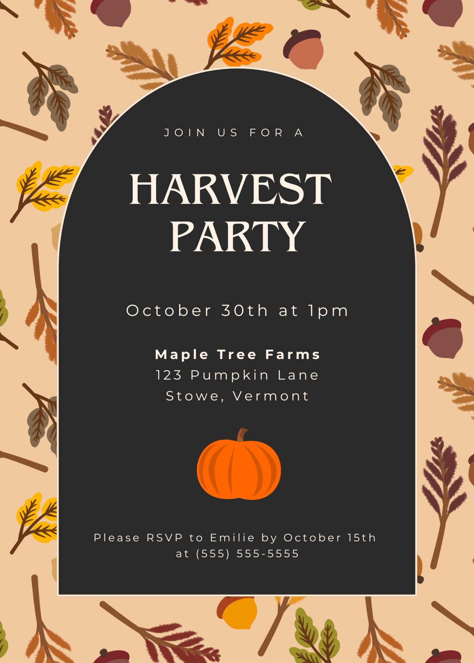 Fall Harvest Party Invitation Template Autumn Farm Party Pumpkin Leaf Fall Harvest Party Invitation Template Autumn Farm Party Pumpkin Leaf