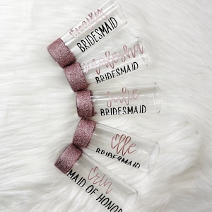 Bridesmaids Glittered Shot Glasses | Personalized Glitter Shot Glasses | Bridal Party Favors | Wedding Party Gifts | Custom Shot Glasses