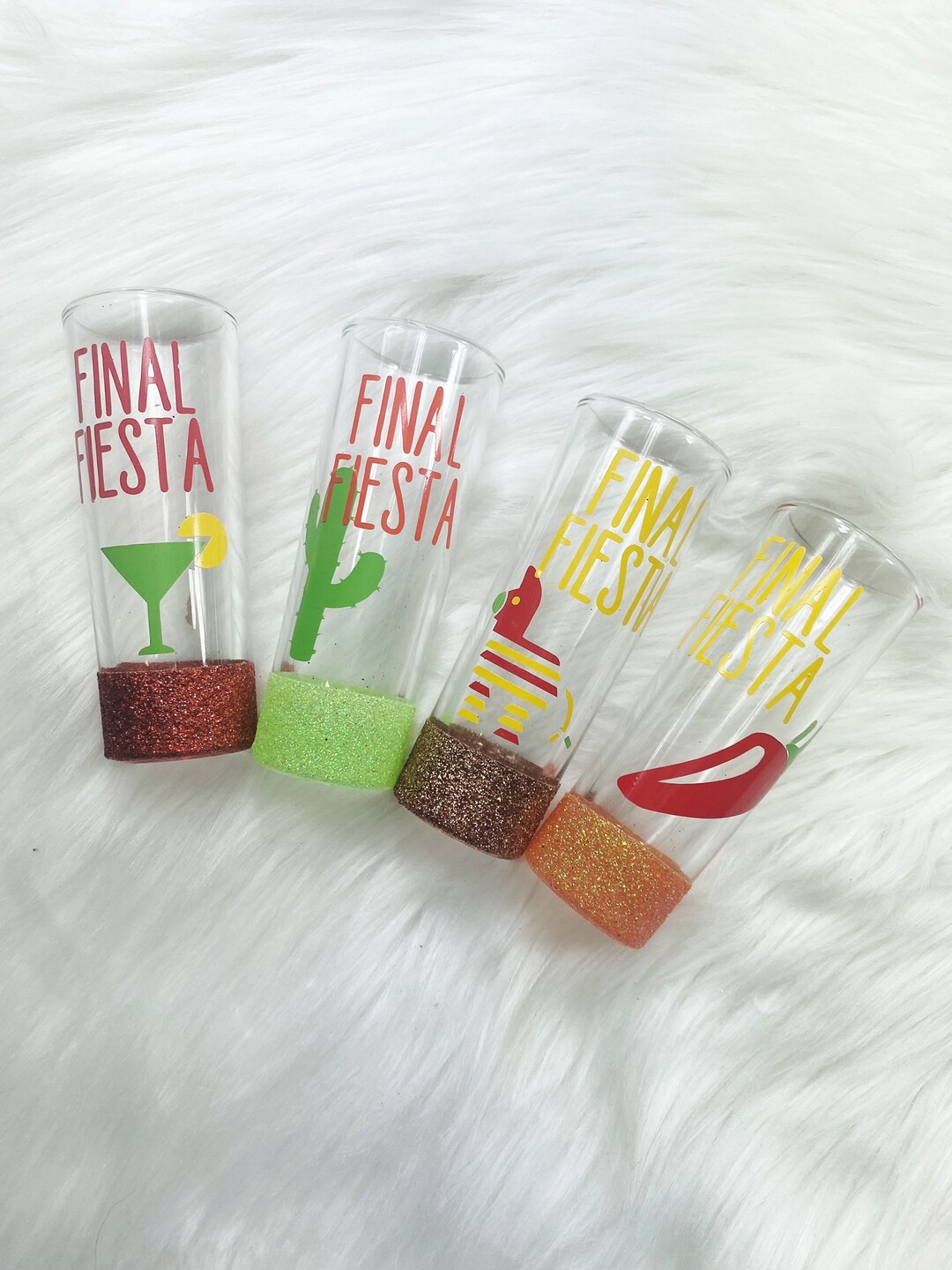 Final Fiesta Shot Glasses | Personalized Glittered Shot Glasses ...