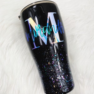 Personalized Glitter Tumbler | Custom Gift | Personal Glittered Tumbler | Birthday Gifts for Her | Full Glitter Tumblers | Black Tumbler