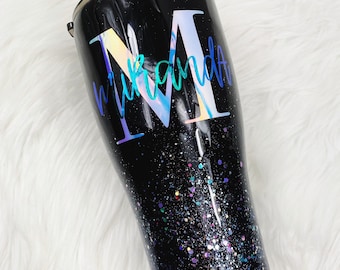 Personalized Glitter Tumbler | Custom Gift | Personal Glittered Tumbler | Birthday Gifts for Her | Full Glitter Tumblers | Black Tumbler