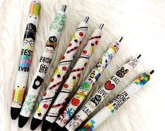 Bolígrafos con purpurina, bolígrafo con purpurina, bolígrafo personalizado, bolígrafo recargable, bolígrafo de gel, Inkjoy, bolígrafos, regalos para profesores, regalo para ella