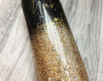 Mama Personalized Glitter Tumbler | Custom Mom Gift | Baby Shower Gift | New Mama Cup | Glitter Cup | Rose Gold Glitter