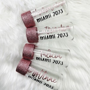 Girls Trip Glittered Shot Glasses | Personalized Bridesmaids Shot Glasses | Bridal Party Favors | Wedding Party Gifts | Custom Shot Glasses